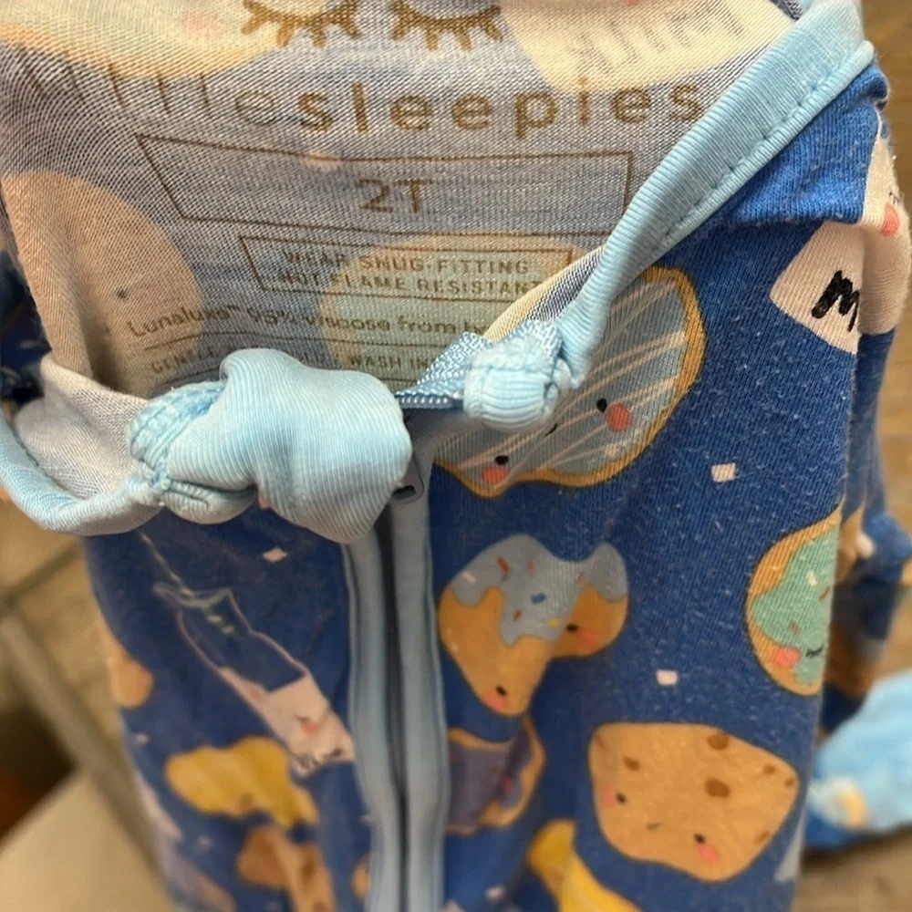 Little Sleepies Blue Milk and Cookies Kids One Piece 2 T